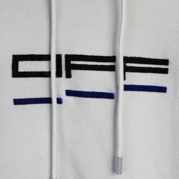 Off-White c/o Virgil Abloh "Off" Logo Beige Neutrals Minimalist Hoodie Sweater - Picture 9 of 14